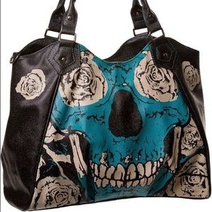 NEW BANNED APPAREL Roses Skull Skeleton Purse